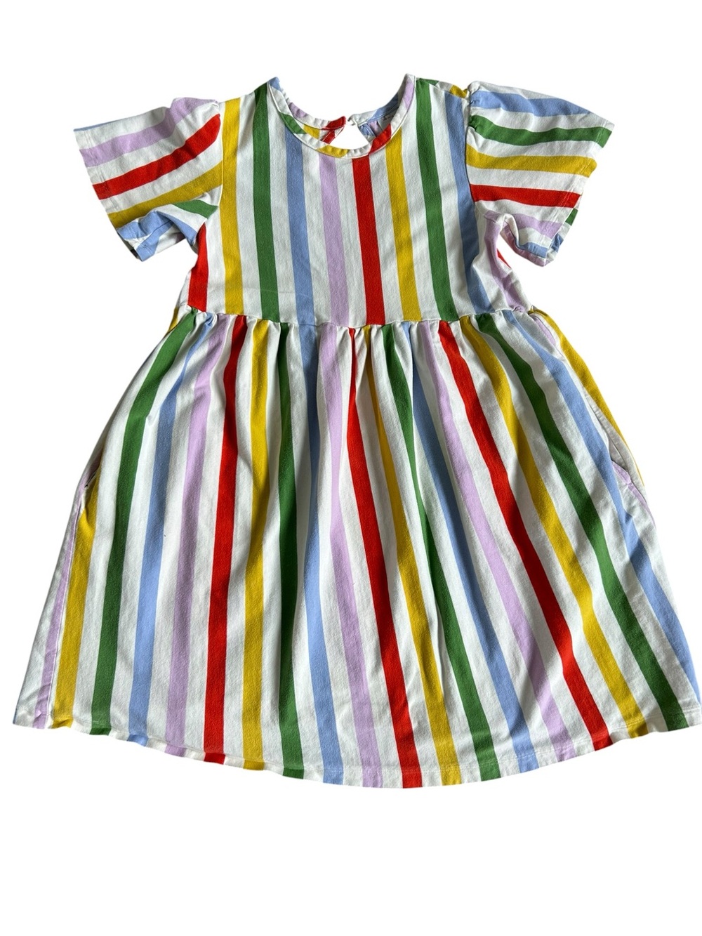 Hanna Andersson Flutter Sleeve Dress With Pockets Rainbow Size 10